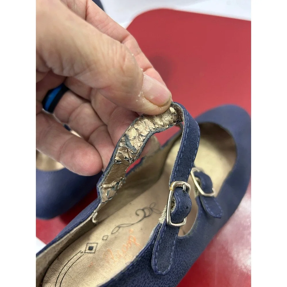 Seychelles Textured Mary Jane Heels 6.5M Navy Essie Double Strap Retro Pinup Mod